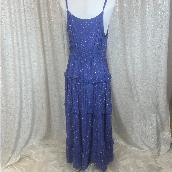 Elegant Blue Polka Dot Maxi Dress - Picture 3 of 5